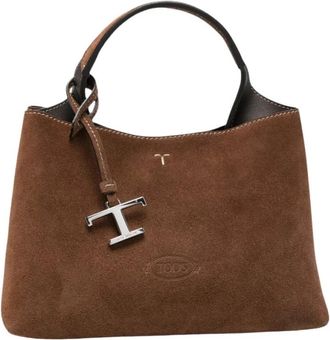Tod's T Timeless Shopping Bag - Dames - Handtassen - Bruin - ONE Size - Su&egrave;de - Tassen