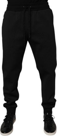 Dolce & Gabbana Black Polyester Men Jogger Sweatpants Pants Cotton Nylon