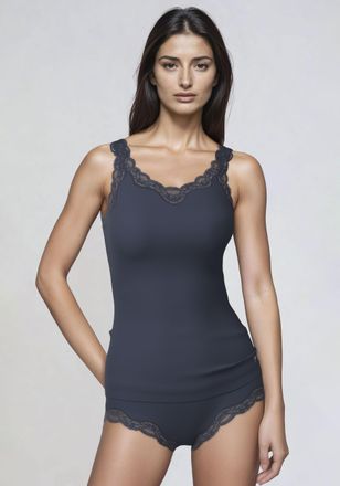 Joop Panty JOOP Pure, Damen, Gr. 38, blau (navy), Obermaterial: 95% Modal, 5% Elasthan, unifarben, k&ouml;rpernah, Unterhosen Panty, mit charmanten Spitzendetai