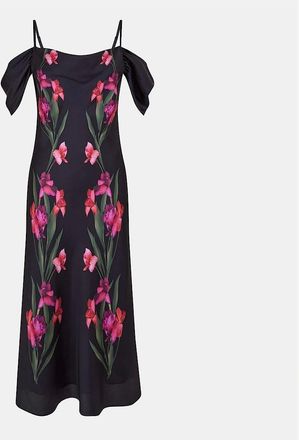 Ted Baker Womens Satin Square Neck Midi Slip Dress - Black - Size: 10