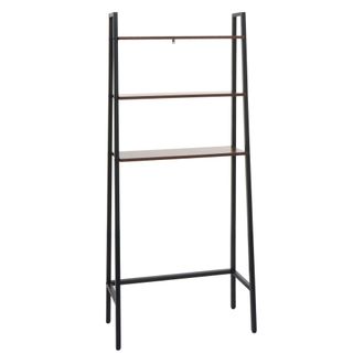 Hhg Hhg - Estanter&iacute;a De Pie 696, Estanter&iacute;a De Ba&ntilde;o Estanter&iacute;a Para Lavadora Estanter&iacute;a Escalera, Industrial Metal Madera 155x64x25cm, Marr&oacute;n