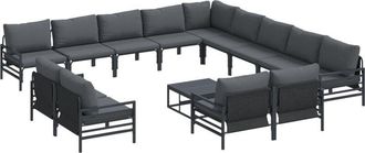 vidaXL Garden Sofa Set 14 pcs Anthracite Steel Vidaxl