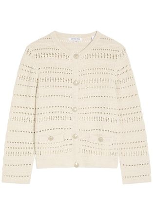 Veronica Beard Bellingham Pointelle-knit Cotton Cardigan - Ecru - S (UK8-10 / S)