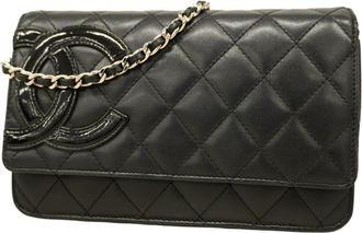 Chanel Black Leather Chain/Shoulder Wallet (Pre-Owned)