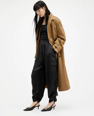 AllSaints Polyester Kaye Oversized Drawcord Trousers, Size: XS