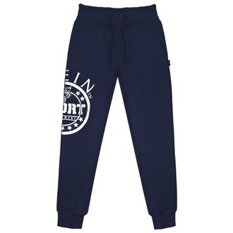 Plein Sport Mens Equipment Circular Logo Navy Blue Sweatpants Cotton - Size X-Large
