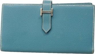 Herm&egrave;s Blue Jean Epsom Leather Long Wallet (Bi-Fold) (Pre-Owned)