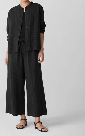 Eileen Fisher Wide Cropped Pant In Black