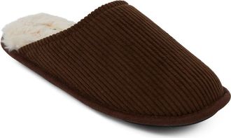 Floopi Corduroy Faux Fur Lined Slipper in Brown at Nordstrom Rack, Size X-Large