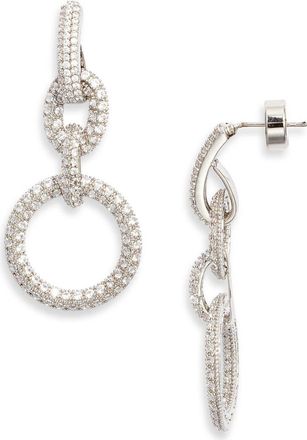 Nordstrom Cubic Zirconia Link Drop Earrings in Clear- Silver at Nordstrom