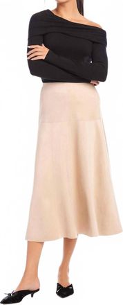 Fifteen Twenty Blythe Faux Suede Midi Skirt In Almond