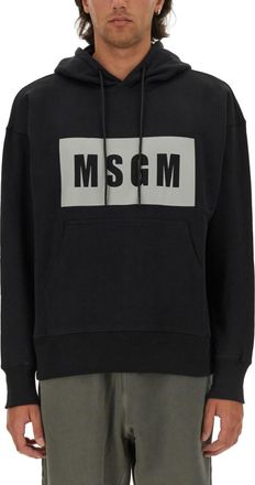 Msgm Black Logo Hood Sweatshirt