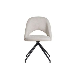 Miliboo Miliboo - Silla Giratoria 360&ordm; De Tejido Efecto Aterciopelado Texturizado Beige Y Metal Negro Cosette