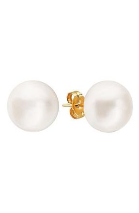 Effy 14K Yellow Gold 11mm Cultured Freshwater Pearl Stud Earrings in White at Nordstrom Rack