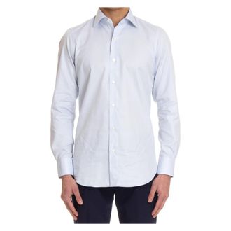 Finamore Heldere Blauwe Overhemd - Heren - Casual Overhemden - Blauw - XL - Overhemden