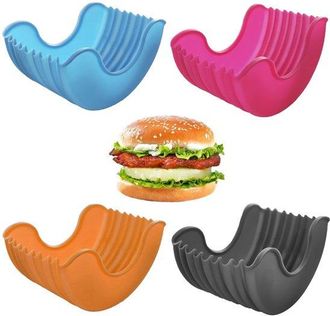 OEM Dailygoods, Caja Reutilizable Para Hamburguesas, Silicona, Higi&eacute;nica, Ecol&oacute;gica, 4 Piezas, 10&times;6&times;5cm, Soporte Para Hamburguesas