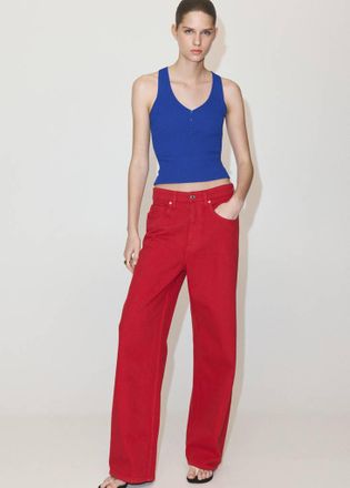 Mango Top a coste bottoni blu elettrico - Donna - XXS - MANGO
