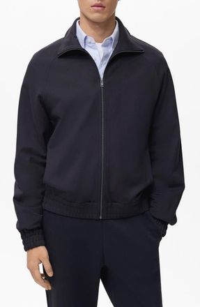 Mango Regular Fit Zip-Up Sweatshirt in Navy at Nordstrom, Size Xx-Large