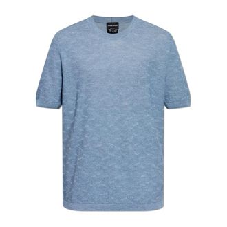 Giorgio Armani T-Shirts, male, Blue, Size: XL Crew-neck T-shirt