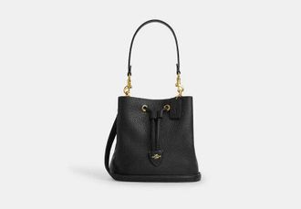 Coach Womens Rowan Bucket Bag in Black | Leather