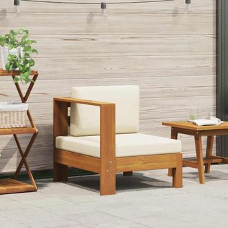 vidaXL Vidaxl - Sof&aacute; Central Con 1 Reposabrazos Madera Acacia Blanca Crema