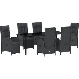 vidaXL Conjunto De Comedor De Jard&iacute;n 7 Pcs Negro Rat&aacute;n Sint&eacute;tico Vidaxl