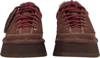 UGG Brown Leather Woven Accent Flats