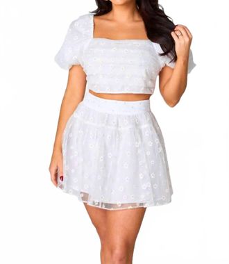 BuddyLove Daisy Eyelet Top & Skirt Set In White