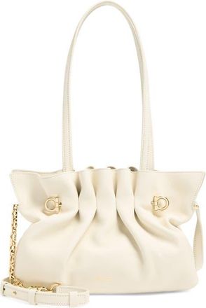 Ferragamo Small Gancio Piercing Soft Leather Shoulder Bag in Mascarpone at Nordstrom