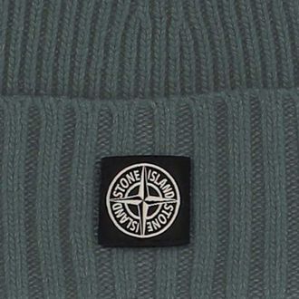 Stone Island Boys Wool Blend Beanie With Logo Light Green Hat