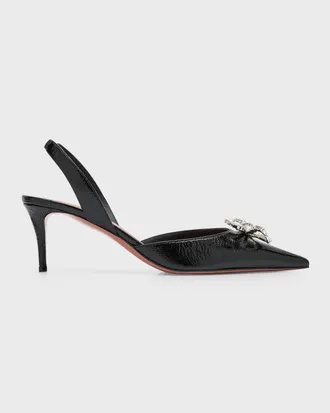 Amina Muaddi Rosie Crystal Bow Slingback Pumps