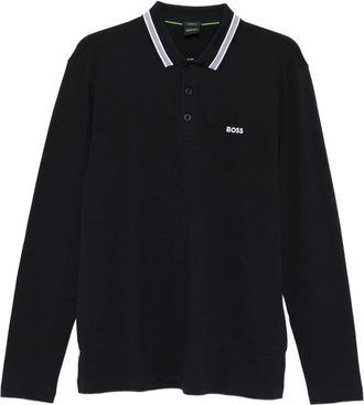 HUGO BOSS Long-sleeve Contrast-trim Polo Shirt