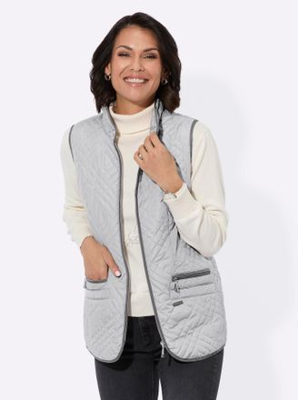 Casual Looks Steppweste CASUAL LOOKS, Damen, Gr. 42, grau (hellgrau), 100% Polyester, Paspelierung:100% Polyester, Wattierung:100% Polyester, unifarben, Westen Ste