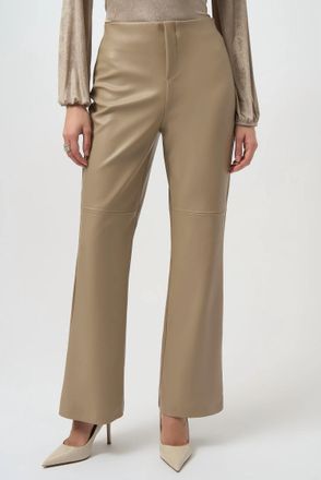 Joseph Ribkoff Leatherette Pull On Wide Leg Pants In Fawn