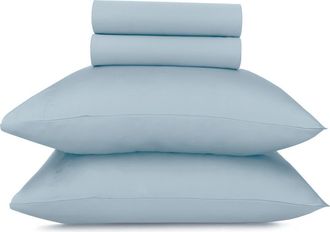California Design Den Signature Comfort 100% Egyptian Cotton Soft Sateen Sheet Set in Light Blue at Nordstrom, Size Queen