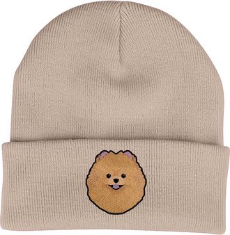 Bang Tidy Clothing Pomeranian Spitz Beanie Hat - Dog Lovers Gifts for Women - Winter Hats for Women - Knitted Wooly Ladies Hats - Dog Walking Accessories - Embroidered G