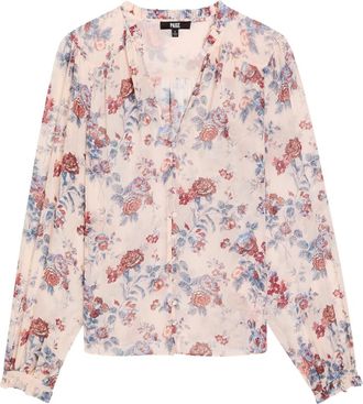 Paige Lula Floral Silk-chiffon Blouse - Pink - S (UK8-10 / S)