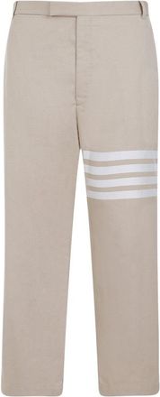 Thom Browne Camel Beige Cotton Unconstructed Straight Leg Trousers