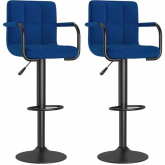 vidaXL Taburetes De Cocina 2 Unidades Tela Azul Vidaxl