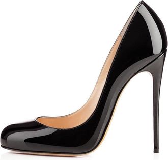 elashe EDEFS Womens Handmade 120mm Sky Heels Slip On Round Toe Court Shoes Sexy Party Stiletto Pumps Black EU41