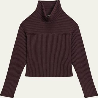 Theory Wool Knit Long-Sleeve Turtleneck Top