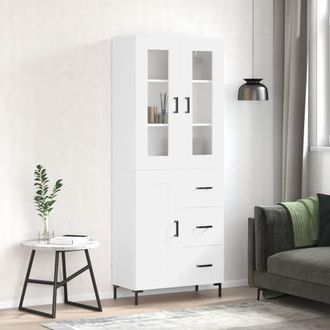 vidaXL Vidaxl - Aparador Alto Madera Contrachapada Blanco 69,5x34x180 Cm