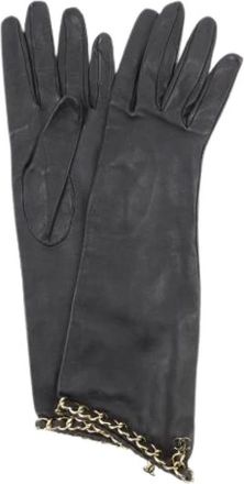 Chanel Pre-owned Accessories, female, Black, Size: ONE SIZE Pre-owned Leather Gloves