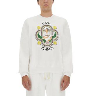Casablanca Le Joueur Hand Beaded Sweatshirt - Heren - Sweatshirts - Wit - S - Katoen - Hoodies & sweatvesten