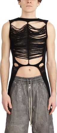 Rick Owens Mens Black Mesh Tank Top Wool - Size Medium