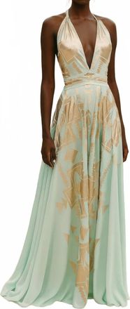 Lace Llyssia Maxi Dress In Aqua/gold