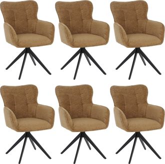 Hhg [nunca Usado] Juego De 6 Sillas De Comedor Hhg-307, Silla Con Reposabrazos Giratorios Y Retorno Autom&aacute;tico, Tejido De Chenilla (680 G/m&sup2;) Y Estructura