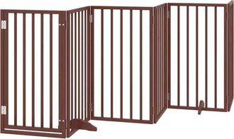 vidaXL Dog Gate with Door Foldable 12 Panels Brown 600 cm Poplar Wood vidaXL