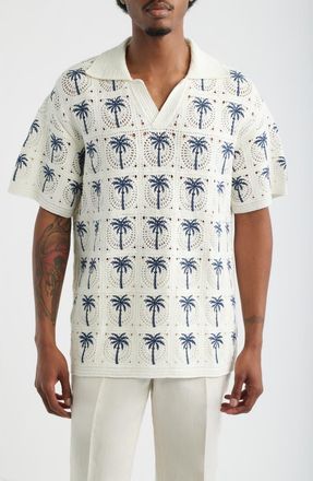 MAVRANS Palm Beach Crochet Polo in Blue at Nordstrom, Size Xx-Large