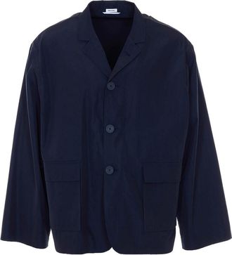 Thom Browne Blue Jacket With Frontal Buttons Closure